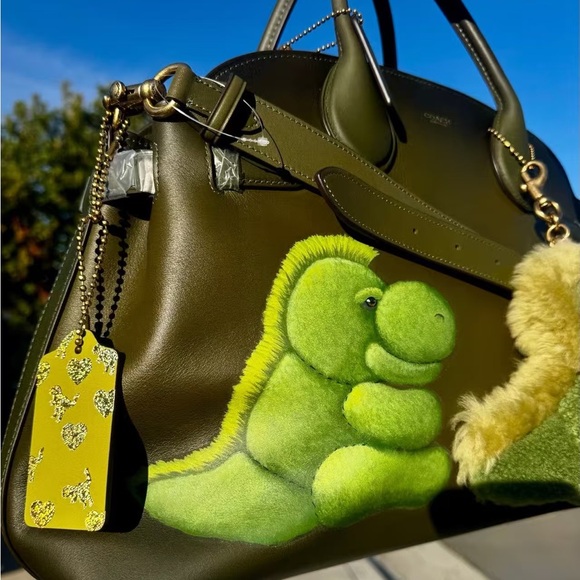 Coach Olive Green Bag with Dinosaur Design - Picture 4 of 13